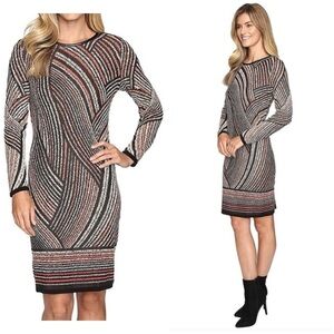Nic + Zoe Smokey Lines Shift Midi Dress Size Medium